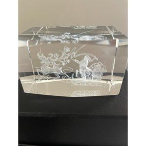 3D Laser Etched Crystal Glass Santa Sleigh and Reindeer